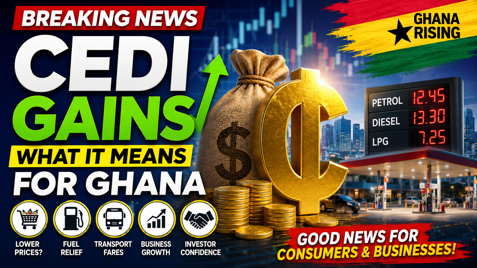 Ghana Cedi Gains Strength Against Dollar bringing lower fuel prices and economic relief in Ghana